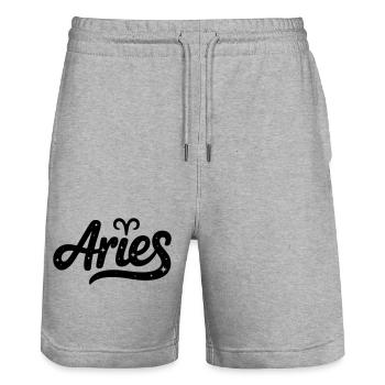 Aries - Zodiac Sign Design - Stanley/Stella Unisex Bio Joggingshorts Trainer  - Grau meliert - Vorne - Nik (191cm) & Marisol (170cm)