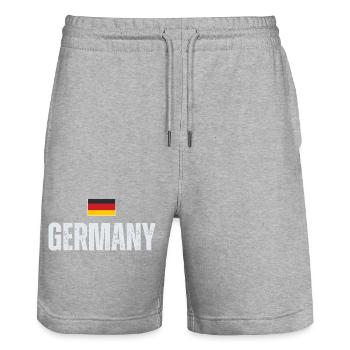 Deutsche Flagge, deutscher Patriot - Stanley/Stella Unisex Bio Joggingshorts Trainer  - Grau meliert - Vorne - Nik (191cm) & Marisol (170cm)