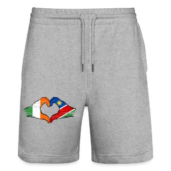 Irlande Namibie drapeau mains coeur forme - Short de jogging bio TRAINER Stanley/Stella unisexe - gris chiné - Devant - Nik (191cm) & Marisol (170cm)