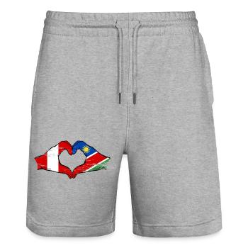 Peru Namibia Flagge Herz used - Stanley/Stella Unisex Bio Joggingshorts Trainer  - Grau meliert - Vorne - Nik (191cm) & Marisol (170cm)