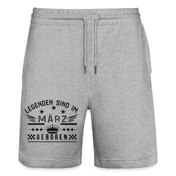 Legenden sind im März geboren - Geburtstag Party  - Stanley/Stella Unisex Bio Joggingshorts Trainer  - Grau meliert - Vorne - Nik (191cm) & Marisol (170cm)