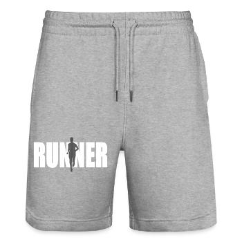 Coureur en mouvement - Short de jogging bio TRAINER Stanley/Stella unisexe - gris chiné - Devant - Nik (191cm) & Marisol (170cm)
