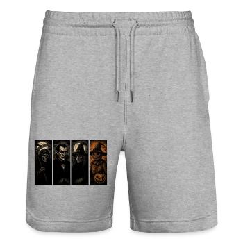 Sensenmann Hexe Vampir Vogelscheuche Shirt - Stanley/Stella Unisex Bio Joggingshorts Trainer  - Grau meliert - Vorne - Nik (191cm) & Marisol (170cm)