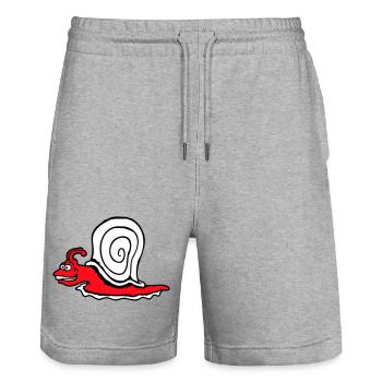 Escargot Fast Crawl Drôle Dessin animé Frénésie - Short de jogging bio TRAINER Stanley/Stella unisexe - gris chiné - Devant - Nik (191cm) & Marisol (170cm)