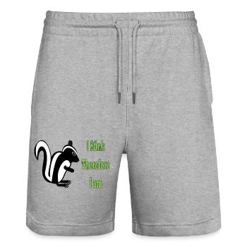 Humorvolle Skunk-Philosophie Zitat-Design - Stanley/Stella Unisex Bio Joggingshorts Trainer  - Grau meliert - Vorne - Nik (191cm) & Marisol (170cm)