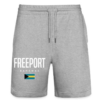Freeport Bahamas - Stanley/Stella Trainer Unisex Organic Jogging Shorts - heather grey - Front - Nik (191cm) & Marisol (170cm)