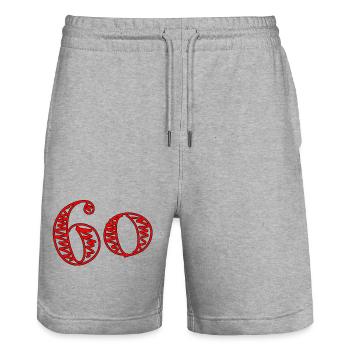 60. 60 JAHRE. 60-JÄHRIGES JUBILÄUM. 60. GEBURTSTAG. - Stanley/Stella Unisex Bio Joggingshorts Trainer  - Grau meliert - Vorne - Nik (191cm) & Marisol (170cm)