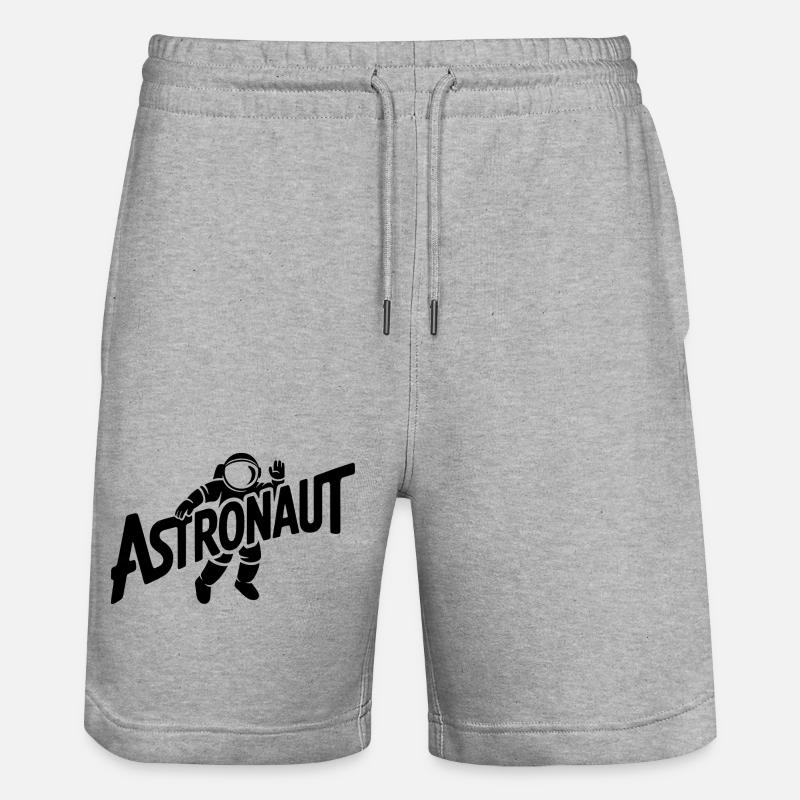 Astronaut - Cool Astonomy Logo - Stanley/Stella Trainer Unisex Organic Jogging Shorts - heather grey