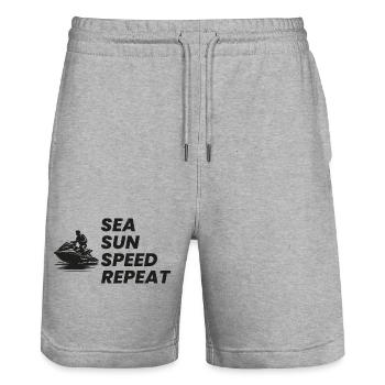 Sea Sun Speed Repeat Jet Ski Rider  - Stanley/Stella Trainer Unisex Organic Jogging Shorts - heather grey - Front - Nik (191cm) & Marisol (170cm)