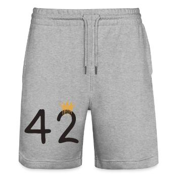 42 - Stanley/Stella Trainer Unisex Organic Jogging Shorts - heather grey - Front - Nik (191cm) & Marisol (170cm)