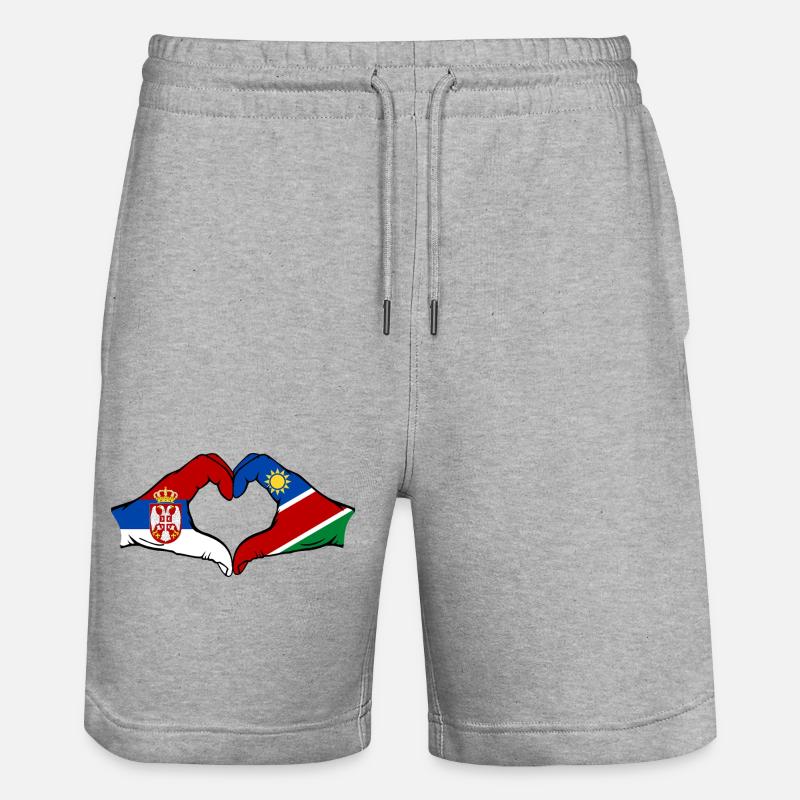 Serbie Namibie Drapeau Coeur - Short de jogging bio TRAINER Stanley/Stella unisexe - gris chiné