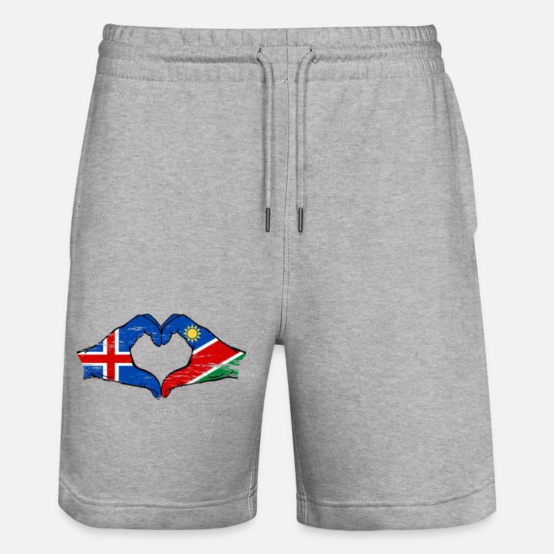 Island_Namibia_Flagge_Haende_Herzform_used - Short de jogging bio TRAINER Stanley/Stella unisexe - gris chiné