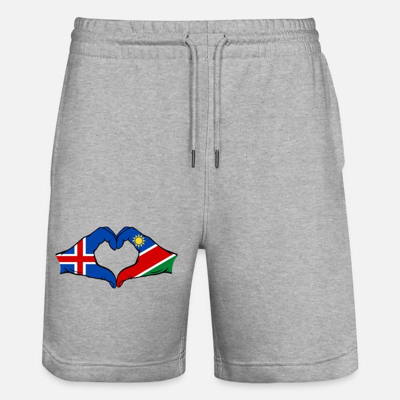 Island_Namibia_Flagge_Hände_Herzform - Short de jogging bio TRAINER Stanley/Stella unisexe - gris chiné