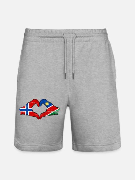 Norwegen Namibia Flagge Herz - Stanley/Stella Unisex Bio Joggingshorts Trainer - Grau meliert