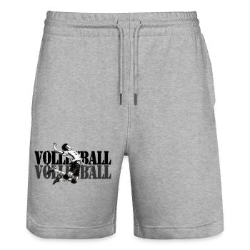 Dynamischer Volleyballspieler in Aktion - Stanley/Stella Unisex Bio Joggingshorts Trainer  - Grau meliert - Vorne - Nik (191cm) & Marisol (170cm)