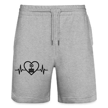 Heart Birthday 50 Years Cake - Stanley/Stella Trainer Unisex Organic Jogging Shorts - heather grey - Front - Nik (191cm) & Marisol (170cm)