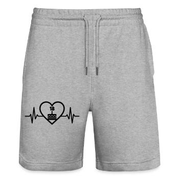 Heart Birthday 18 Years Cake - Stanley/Stella Trainer Unisex Organic Jogging Shorts - heather grey - Front - Nik (191cm) & Marisol (170cm)