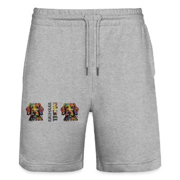 Rauhaardackel - Stanley/Stella Unisex Bio Joggingshorts Trainer  - Grau meliert - Vorne - Nik (191cm) & Marisol (170cm)