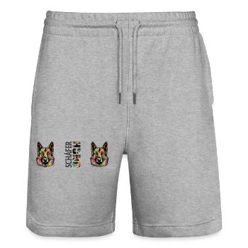 Sheepdog - Stanley/Stella Trainer Unisex Organic Jogging Shorts - heather grey - Front - Nik (191cm) & Marisol (170cm)