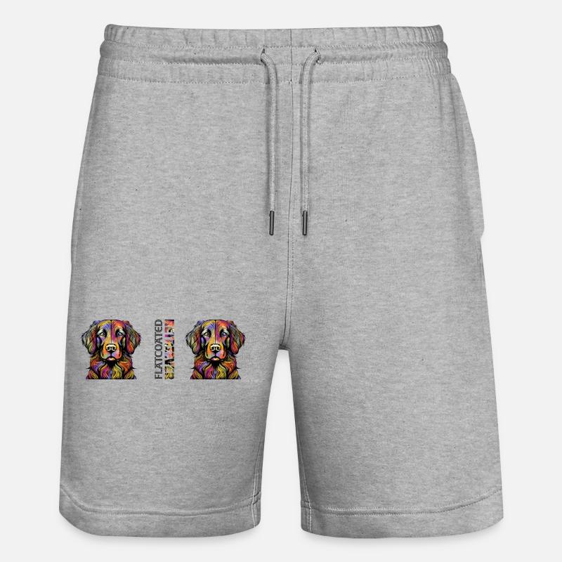 Flat Coated Retriever - Stanley/Stella Unisex Bio Joggingshorts Trainer  - Grau meliert
