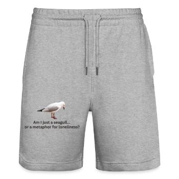 Seagull Loneliness Reflection T-Shirt - Stanley/Stella Trainer Unisex Organic Jogging Shorts - heather grey - Front - Nik (191cm) & Marisol (170cm)