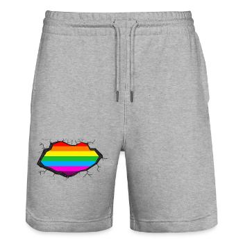 Arc-en-ciel en moi - Short de jogging bio TRAINER Stanley/Stella unisexe - gris chiné - Devant - Nik (191cm) & Marisol (170cm)