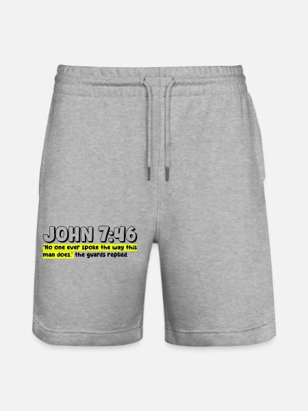 John 7:46 | Bible Quote - Stanley/Stella Trainer Unisex Organic Jogging Shorts - heather grey