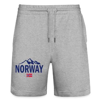 Norway - Norge - Norway - Flag - Scandinavia - Stanley/Stella Trainer Unisex Organic Jogging Shorts - heather grey - Front - Nik (191cm) & Marisol (170cm)