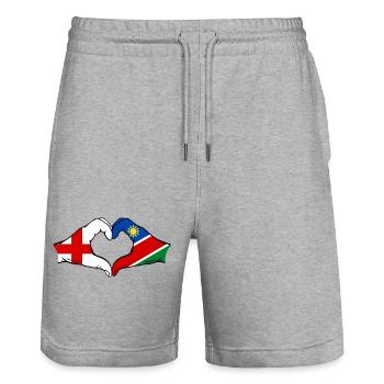 England Namibia Flagge Hände Herz - Stanley/Stella Unisex Bio Joggingshorts Trainer  - Grau meliert - Vorne - Nik (191cm) & Marisol (170cm)