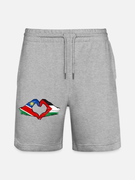 Namibia Palæstina Flag Hænder Hjerte Form Brugt - Stanley/Stella Trainer økologiske unisex joggingshorts - grå meleret