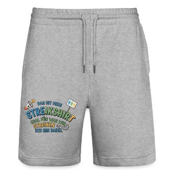 Dedicated strike shirt motif - Stanley/Stella Trainer Unisex Organic Jogging Shorts - heather grey - Front - Nik (191cm) & Marisol (170cm)
