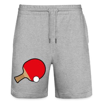 Table Tennis Illustration - Stanley/Stella Trainer Unisex Organic Jogging Shorts - heather grey - Front - Nik (191cm) & Marisol (170cm)