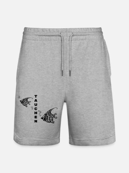 Diving – Tribal Fish Design - Stanley/Stella Trainer Unisex Organic Jogging Shorts - heather grey