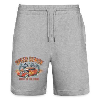 Speed Demon Custom Car Design - Stanley/Stella Trainer Unisex Organic Jogging Shorts - heather grey - Front - Nik (191cm) & Marisol (170cm)