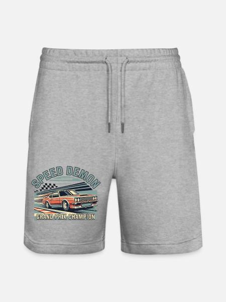 Racing Car Speed Demón Design - Stanley/Stella Trainer Unisex Organic Jogging Shorts - heather grey