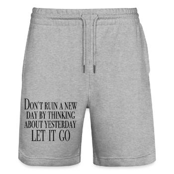 look ahead - saying shirts - Stanley/Stella Trainer Unisex Organic Jogging Shorts - heather grey - Front - Nik (191cm) & Marisol (170cm)