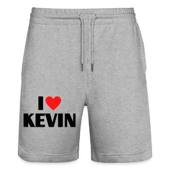 I love Kevin Rotes Herz Liebe Fan Geschenk - Stanley/Stella Unisex Bio Joggingshorts Trainer  - Grau meliert - Vorne - Nik (191cm) & Marisol (170cm)
