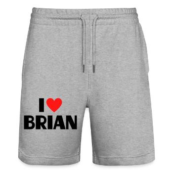 I love Brian Rotes Herz Liebe Fan Geschenk - Stanley/Stella Unisex Bio Joggingshorts Trainer  - Grau meliert - Vorne - Nik (191cm) & Marisol (170cm)