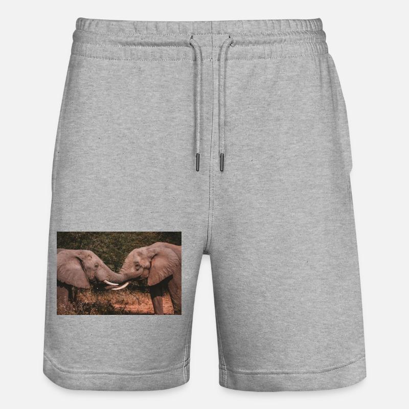 Éléphants entrelacant des trompes - Short de jogging bio TRAINER Stanley/Stella unisexe - gris chiné