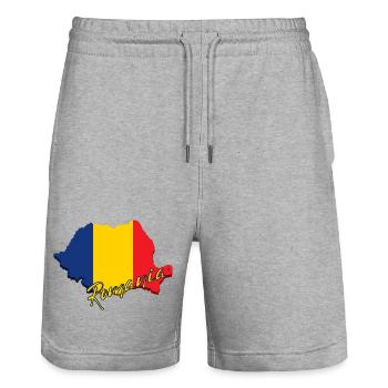 I love Romania, made in Romania - Stanley/Stella Trainer Unisex Organic Jogging Shorts - heather grey - Front - Nik (191cm) & Marisol (170cm)