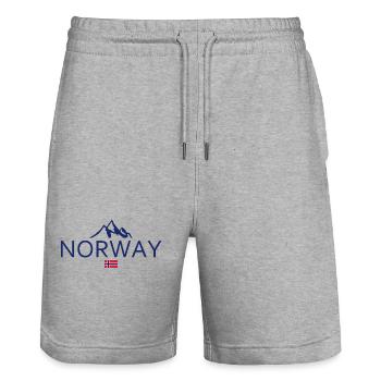Norway - Norge - Norway - Flag - Scandinavia - Stanley/Stella Trainer Unisex Organic Jogging Shorts - heather grey - Front - Nik (191cm) & Marisol (170cm)