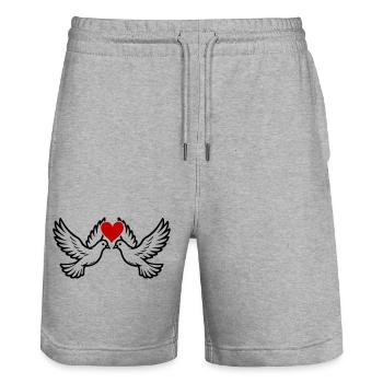 Taube Liebespaar Ehepaar Herz - Stanley/Stella Unisex Bio Joggingshorts Trainer  - Grau meliert - Vorne - Nik (191cm) & Marisol (170cm)