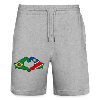 Brasilien Palästina Flagge Hände Herzform - Stanley/Stella Unisex Bio Joggingshorts Trainer  - Grau meliert - Vorne - Nik (191cm) & Marisol (170cm)