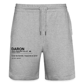 Daron's Birthday Dad Party Gift Idea - Stanley/Stella Trainer Unisex Organic Jogging Shorts - heather grey - Front - Nik (191cm) & Marisol (170cm)