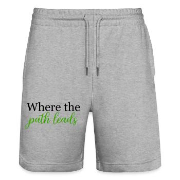 Where the Path Leads Spontaneous Journey	 - Stanley/Stella Trainer Unisex Organic Jogging Shorts - heather grey - Front - Nik (191cm) & Marisol (170cm)
