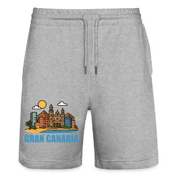 Colorful cityscape of Gran Canaria - Stanley/Stella Trainer Unisex Organic Jogging Shorts - heather grey - Front - Nik (191cm) & Marisol (170cm)