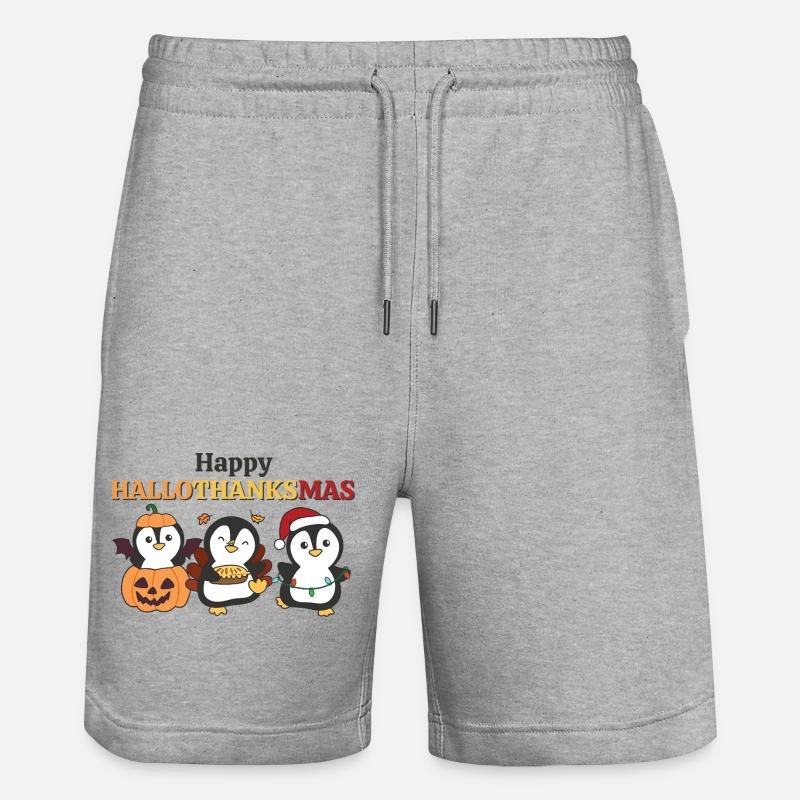Joyeux Noël, pingouins, pingouins d'Hallothanksmas - Short de jogging bio TRAINER Stanley/Stella unisexe - gris chiné