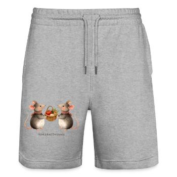 Cute Cute Mice – Have a Kind Christmas - Stanley/Stella Trainer Unisex Organic Jogging Shorts - heather grey - Front - Nik (191cm) & Marisol (170cm)