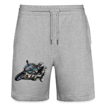 Adrenalin Motorrad Racing Design - Stanley/Stella Unisex Bio Joggingshorts Trainer  - Grau meliert - Vorne - Nik (191cm) & Marisol (170cm)