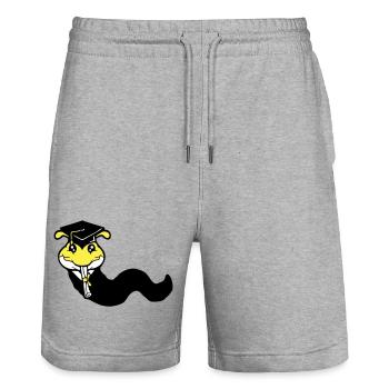 Raupe Schulabschluss Abitur bestanden College Wurm - Stanley/Stella Unisex Bio Joggingshorts Trainer  - Grau meliert - Vorne - Nik (191cm) & Marisol (170cm)